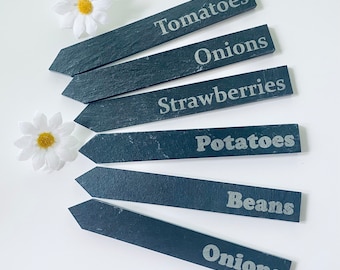 Slate Plant Markers - Individual Personalised Slate Plant Sign - Slate Tags -Labels for Garden- Herbs Labels, Vegetables Markers