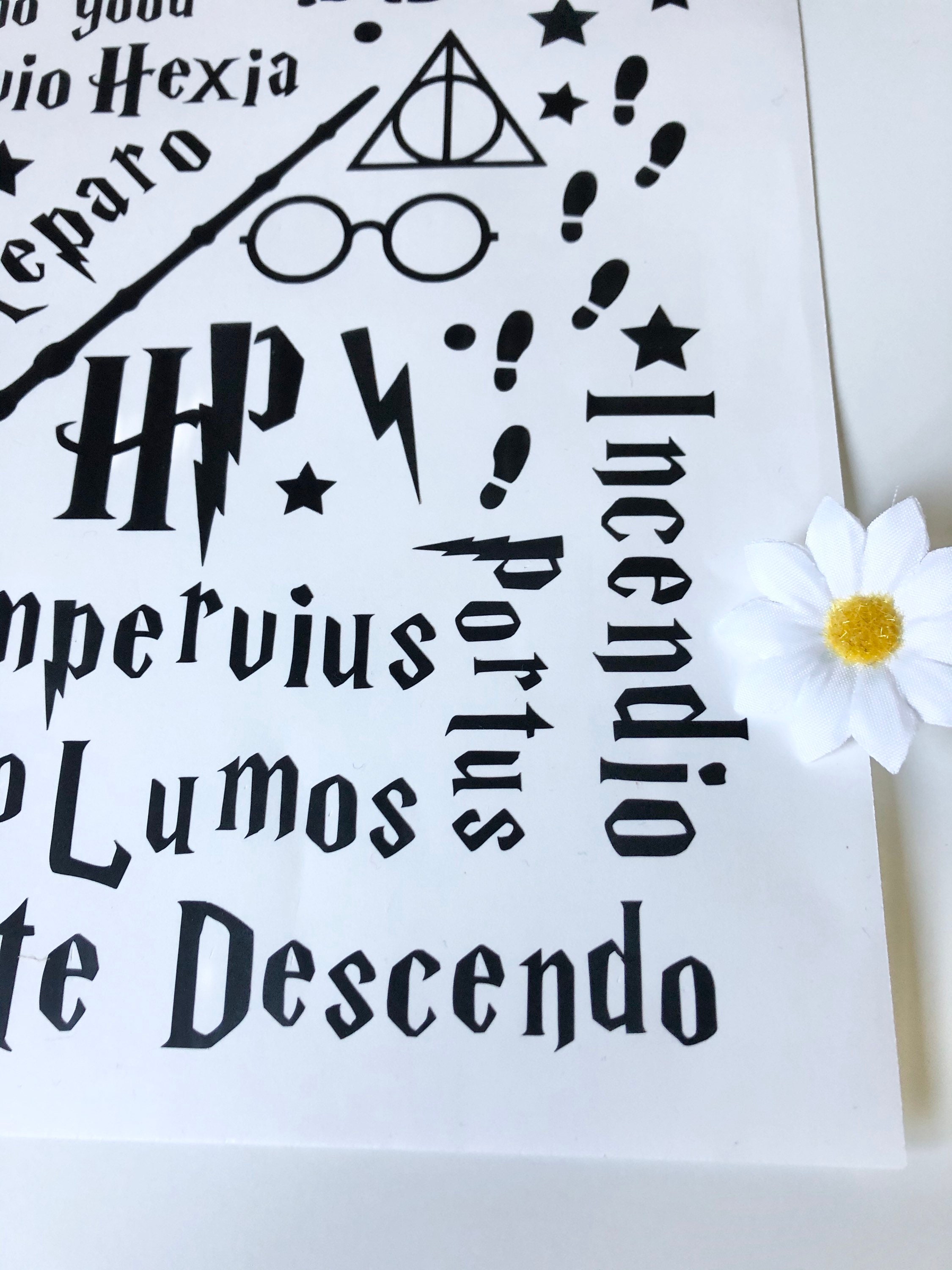 Harry Potter Spell Stickers A4 Sheet Magic Vinyl Decal Wine Etsy UK