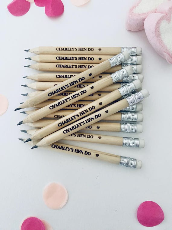 Personalised Hen Party Pencils – Team Bride Favours - Custom Engraved Hen Do Gifts - Hen Party Games Supplies - Party Keepsakes