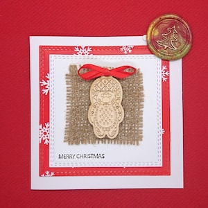 Houten dierenkerstkaart, kerstornamentkaart, houten kerstcadeaukaart