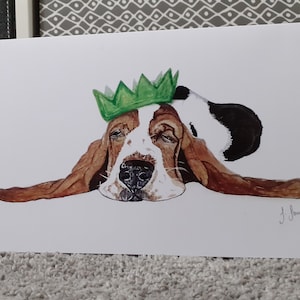 Lovely Basset Hound Greeting card by Sarah Sample Art