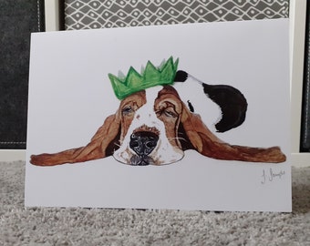 Lovely Basset Hound Greeting card by Sarah Sample Art