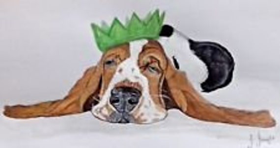 Cute Basset Hound Christmas Cards pack of 5 by Sarah Sample Art