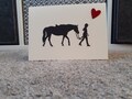 Lovely horse and rider  with red felt heart greeting card made by Sarah Sample