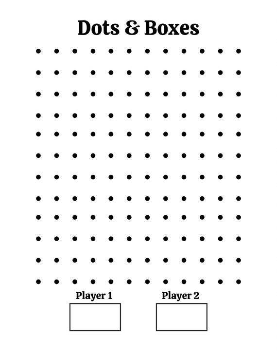 Printable Dots And Boxes Sheets Games Worksheet Coloring Etsy Australia