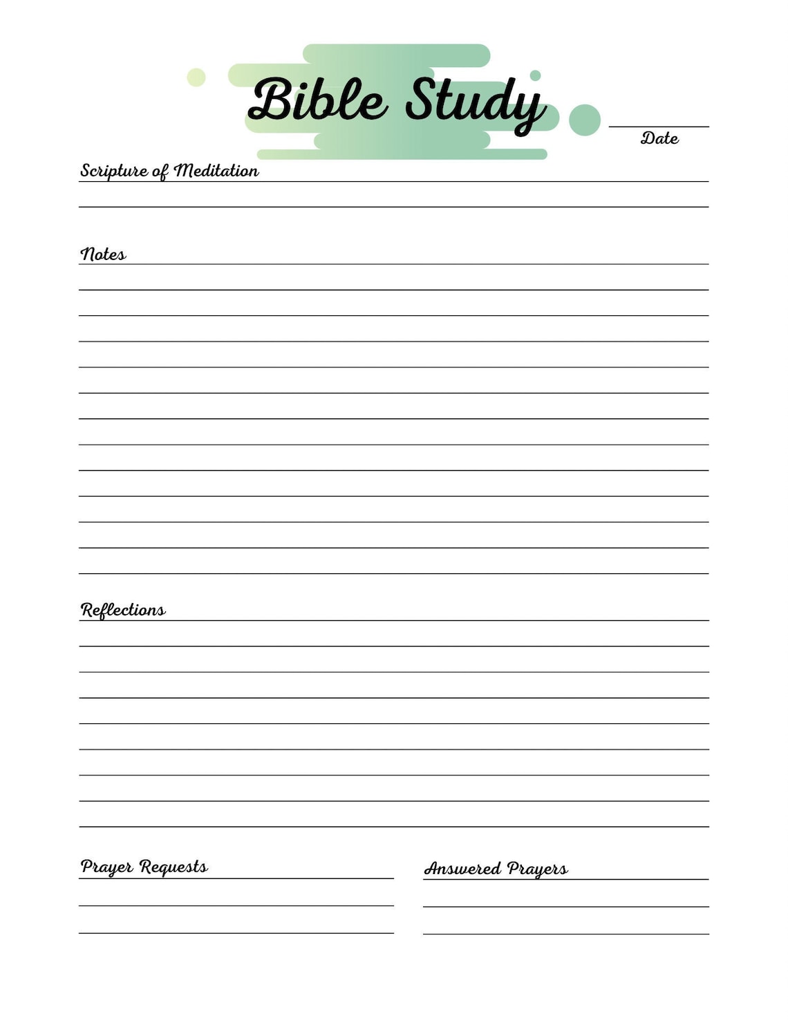 Printable Bible Study Sheets, Sermon Notes Etsy