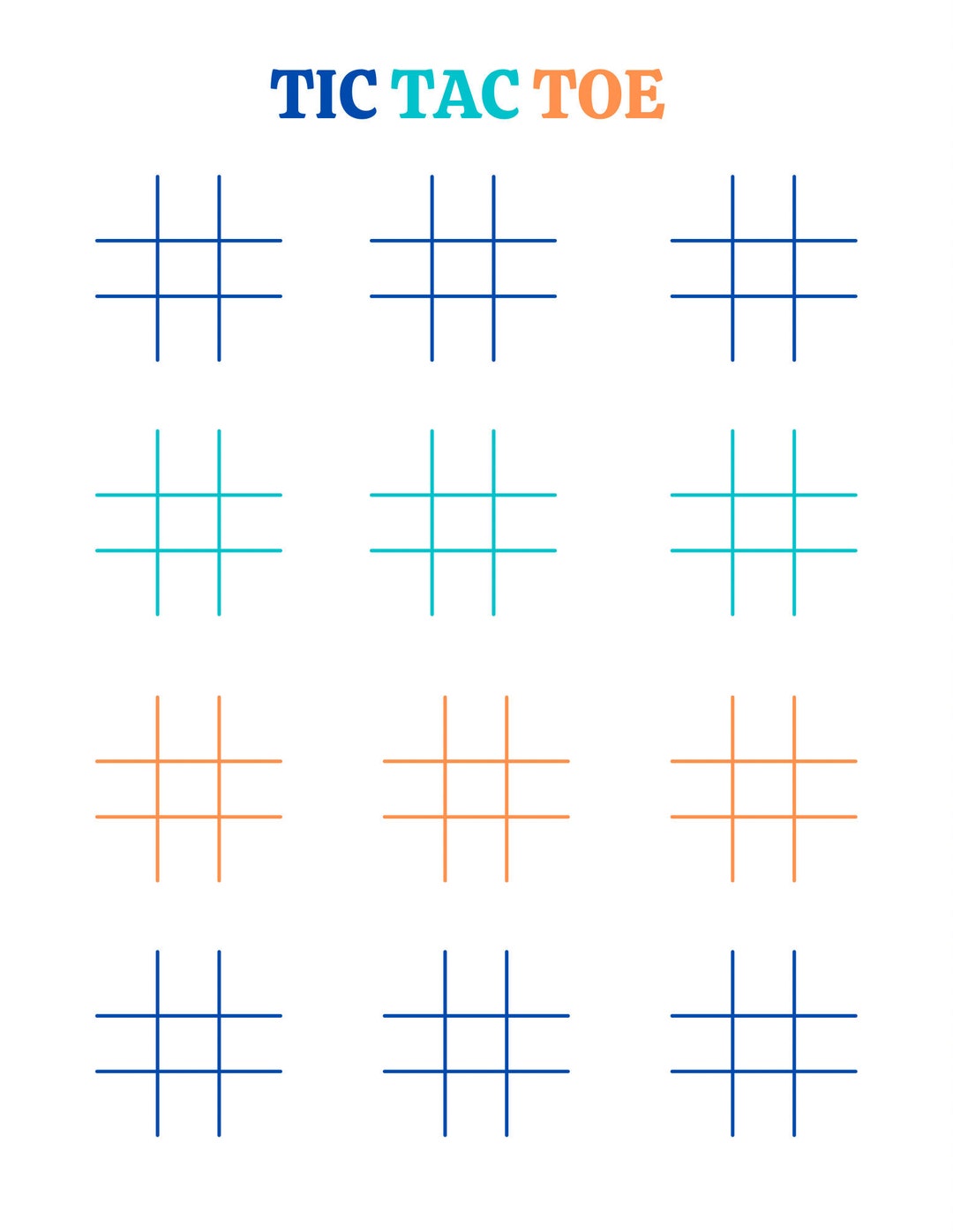 Printable Tic Tac Toe Sheets Games Worksheet Coloring Busy Etsy