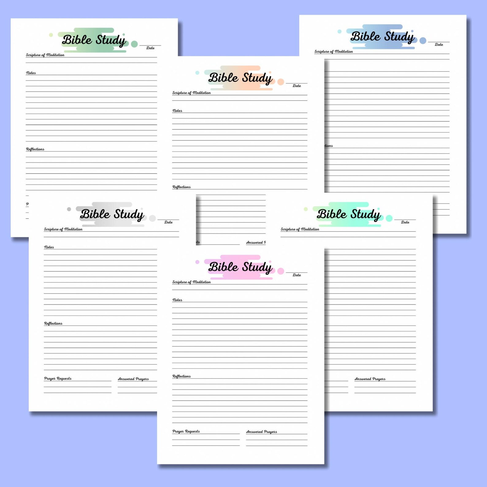 Printable Bible Study Sheets, Sermon Notes, Digital Product, Download ...