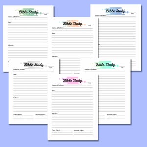 Printable Bible Study Sheets, Sermon Notes, Digital Product, Download, Scripture, Church