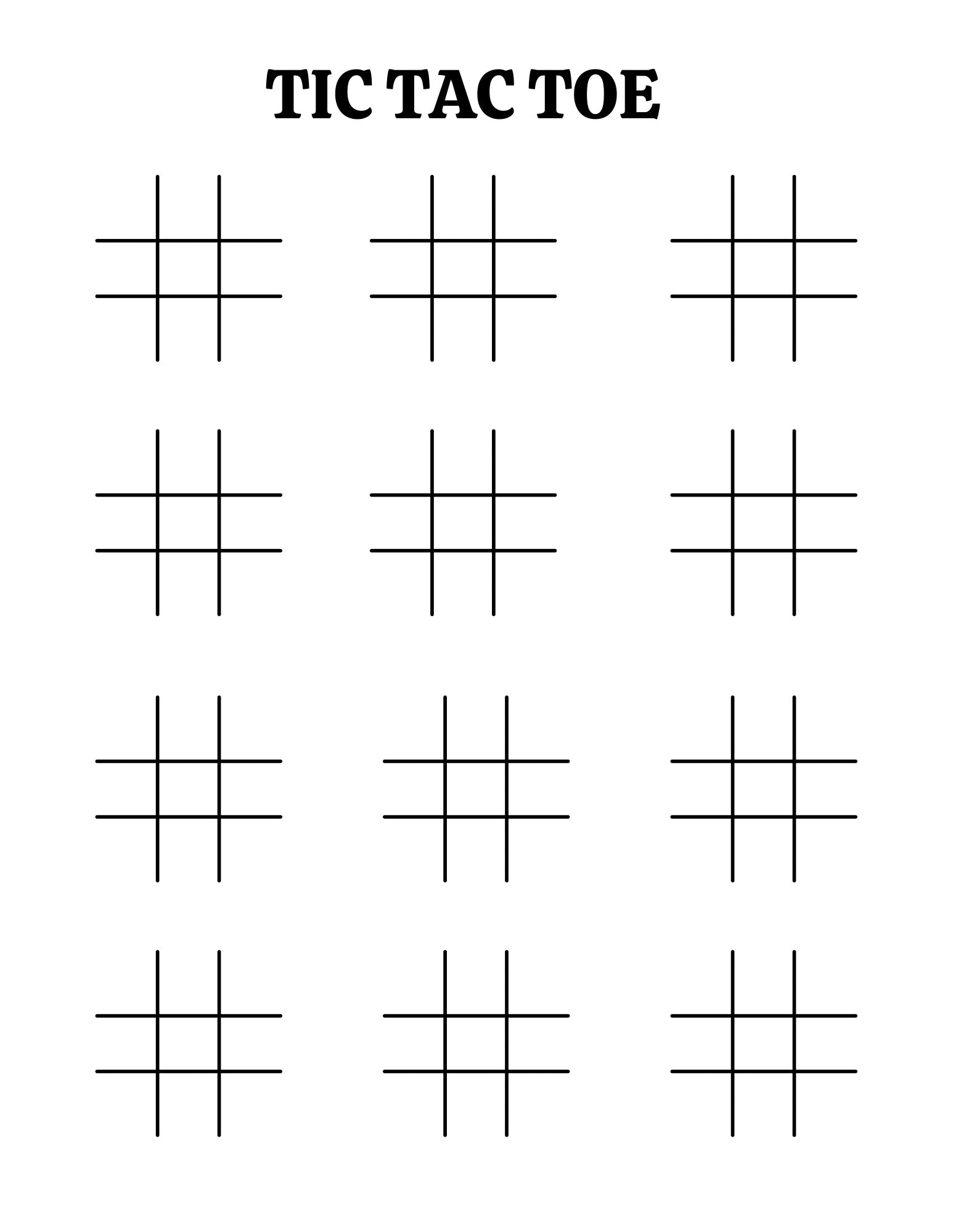 Tic Tac Toe – Black and White – Tim's Printables