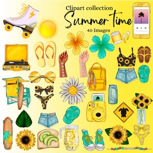 Summer Time  Digital Planner Sticker- GoodNotes Sticker, iPad Digital Sticker, Journal Stickers, Cropped PNG files, GoodNotes files
