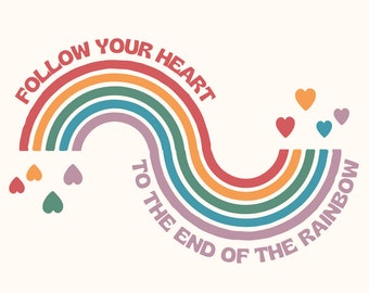 Pride Png, LGBTQ + Png Sublimatie, Gay Pride Png, Retro Pride Png, Hearts Rainbow Png Design,