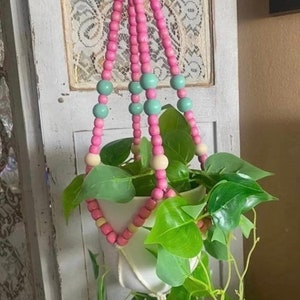 Pink bead plant hanger