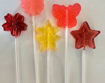 Birthday Girl Lollipops/Suckers Favors.  Flowers, Butterfly and Stars, set of 12