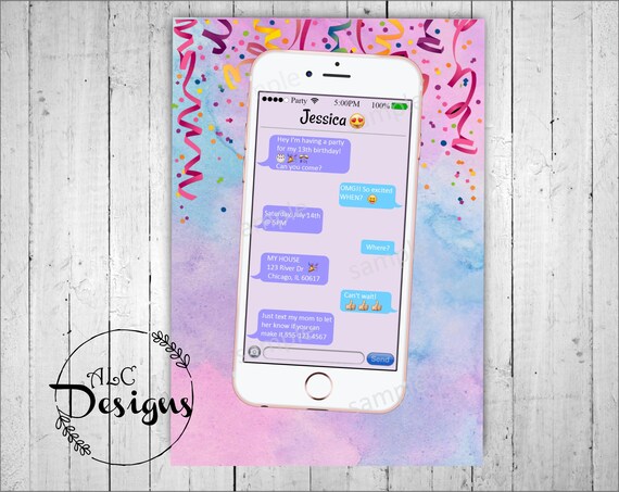 cell phone invitation digital file tween birthday party iphone invite emoji invitation emoji party tween birthday party invitations