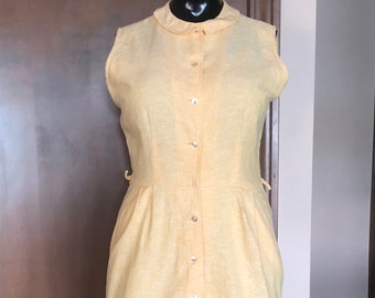 1950s Dress Linen Blend Sleeveless Plus Size Day Dress