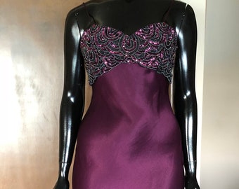 1970s Dress Beaded Evening Gown with Wrap