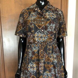 1950s Dress Abstract Cotten Print Day Dress by Anne Garson image 1