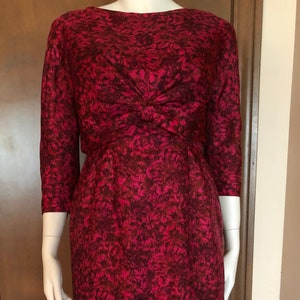 1950s Dress Red Silk Dress with Bow