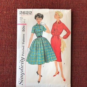 1950s Pattern Simplicity 2622 Dress Partially Uncut