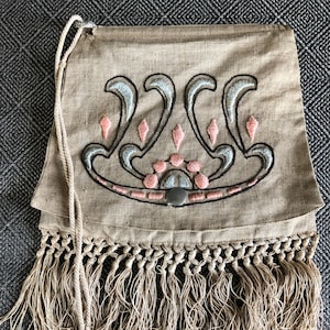Edwardian Art Nouveau Purse 1910s Bag with Silk Embroidery
