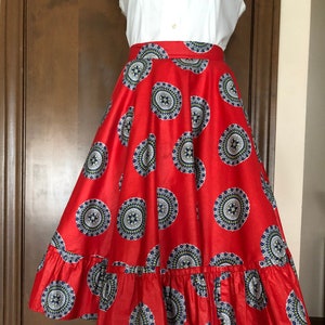 1950s Circle Skirt with Multicolor Print