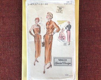 1940s Patrón Vogue Diseño especial Vestido y chaqueta Patrón