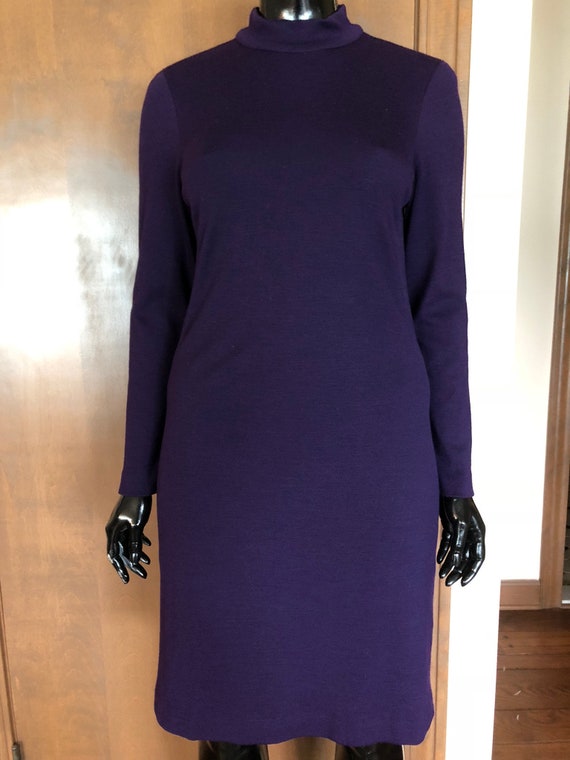 1970s Dress Purple Wool Dress by Austin Reed - image 2
