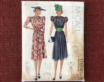 Padrão de vestido McCall 3165 dos anos 1930