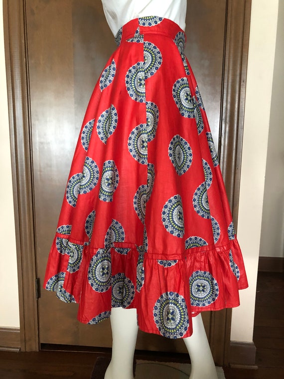 1950s Circle Skirt with Multicolor Print - image 2