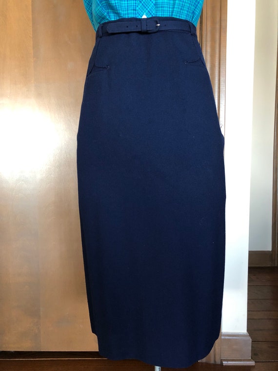 1950s Skirt Navy Blue Wool Pencil Skirt