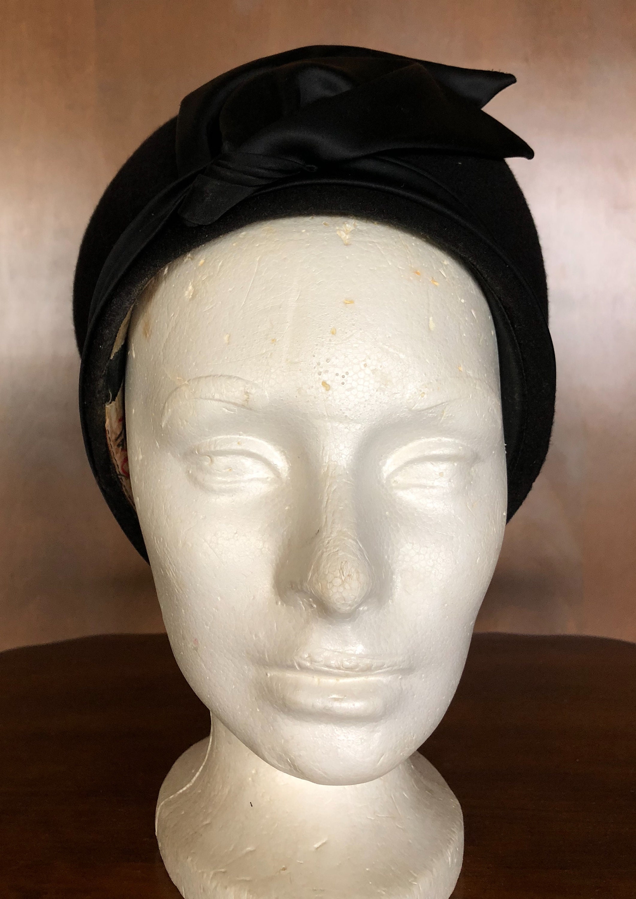 1960s Hat Black Wool Hat With Satin Ribbon - Etsy Ireland