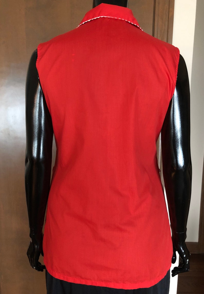 1960s Blouse Rockabilly Red Blouse