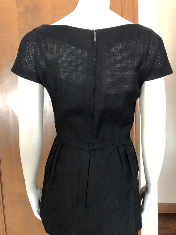 1940s Dress Black Cotton Peplum Dress with Mother… - image 4