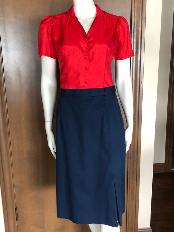 1970s Skirt Navy Blue Pencil Skirt