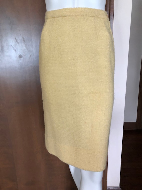 1950s Skirt Lemon Yellow Boucel Pencil Skirt