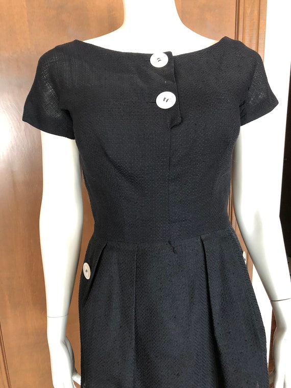 1940s Dress Black Cotton Peplum Dress with Mother… - image 5
