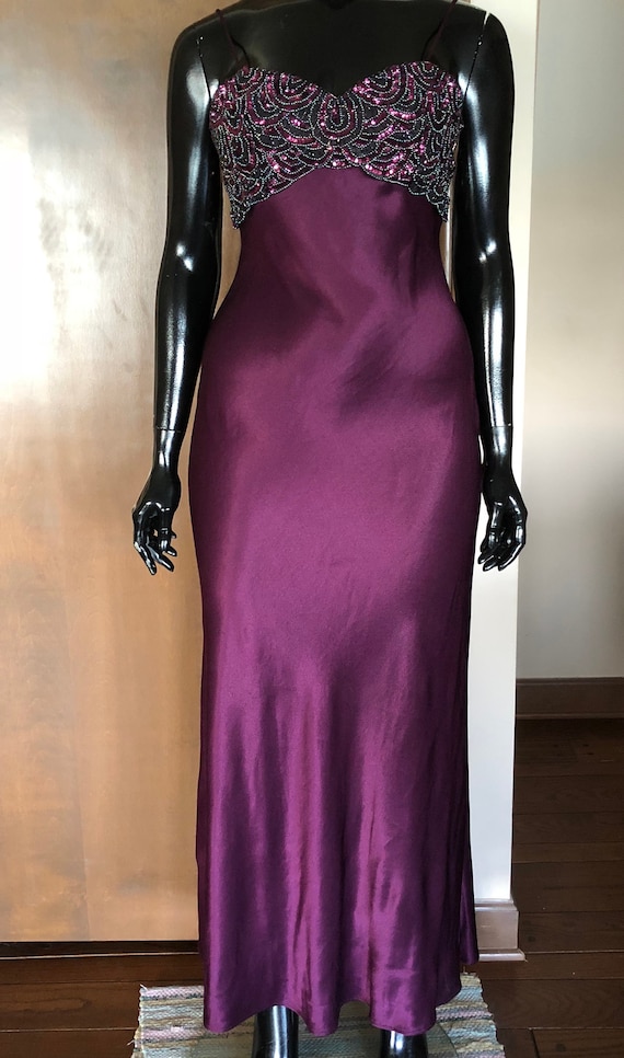 1970s Dress Beaded Evening Gown with Wrap