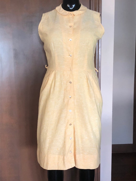 1950s Dress Linen Blend Sleeveless Plus Size Day Dress