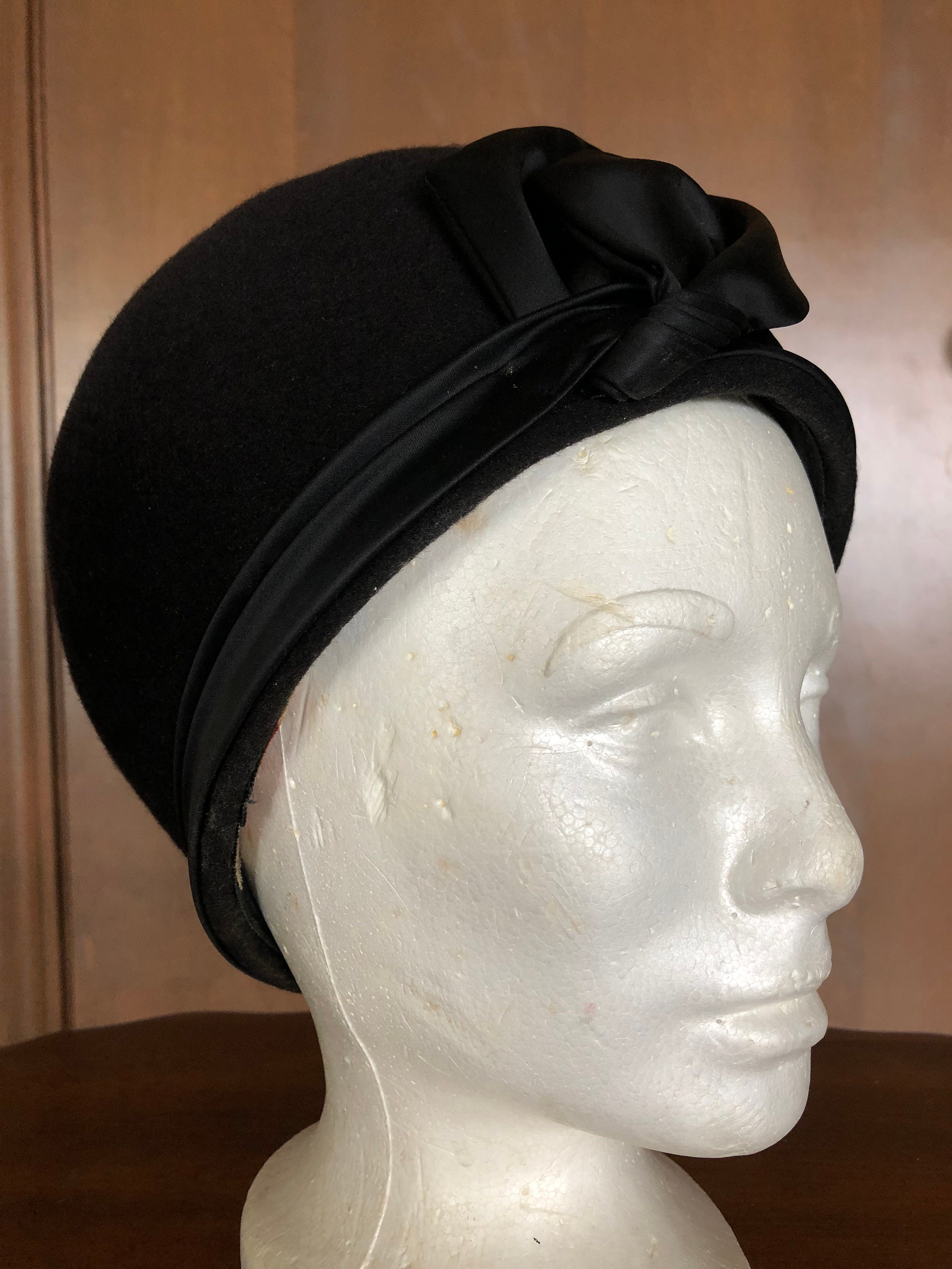 1960s Hat Black Wool Hat With Satin Ribbon - Etsy Ireland