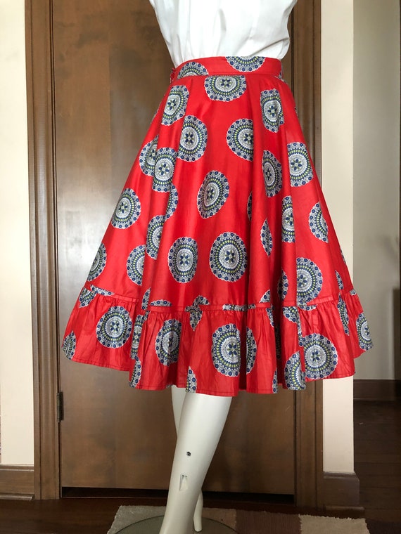 1950s Circle Skirt with Multicolor Print - image 3