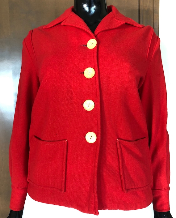 1950s Red Wool Jacket Merrill Woolen Mills Etsy