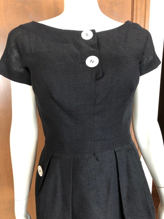 1940s Dress Black Cotton Peplum Dress with Mother… - image 7