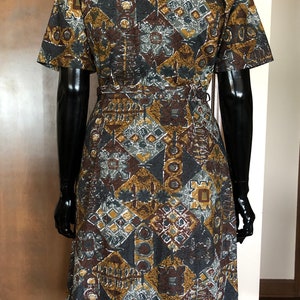 1950s Dress Abstract Cotten Print Day Dress by Anne Garson image 3