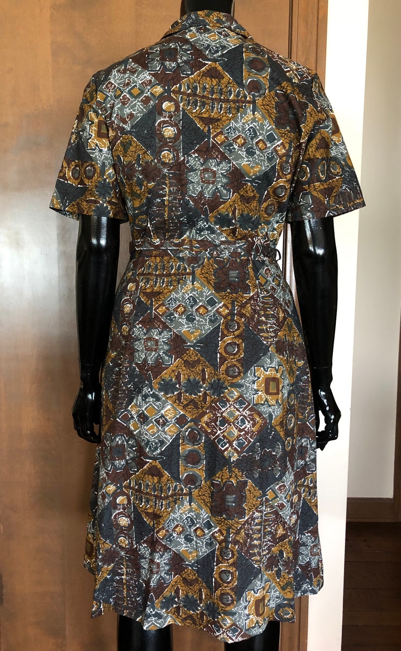 1950s Dress Abstract Cotten Print Day Dress by Anne Garson image 3