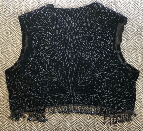 1910s Beaded Vest Edwardian Black Velvet Bodice Pi