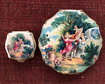 1960s Mirror Compact y Pill Case Set Stratton