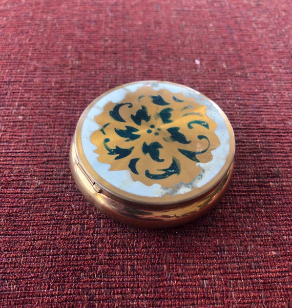 1940s Compact Painted Bronze Makeup Compact