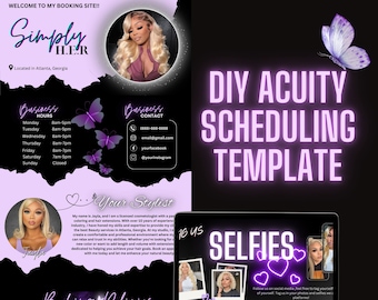 DIY Acuity scheduling template, Acuity scheduling template hair stylist, purple and black, lash tech, acuity template nail tech, glam acuity