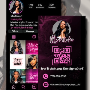 DIY Editable Business Card Template Instagram Business Card, IG Business Card, Lash Tech Business Card, QR code Business Card, Hairstylist